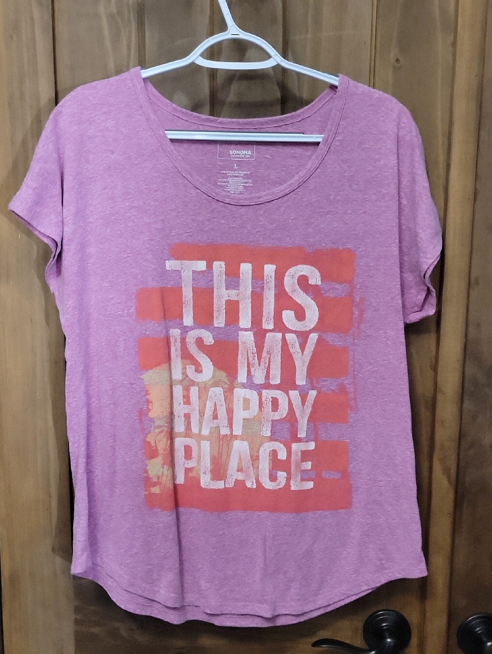 Sonoma Pink Short-Sleeve Graphic Tee with Coral-Orange Print